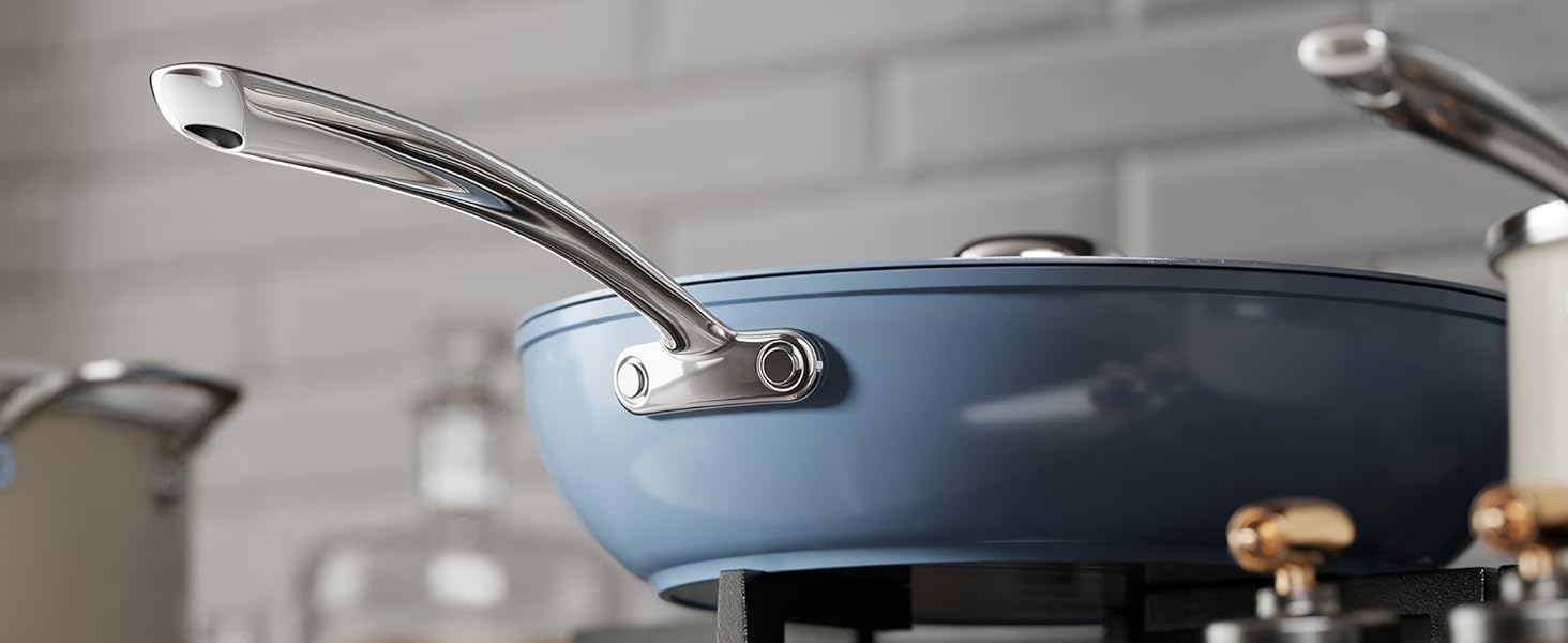 Набір сковорідок Redchef з керамічним покриттям, алюміній, 20/24/28 см, для всіх типів плит, антипригарне покриття, без PTFE, PFOA, PFAS, сумісний з індукцією, підходить для духовки, блакитний