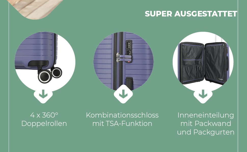 Чемодан Travelite ORBITA середній, розширюваний, 67 см, 68-78 літрів, турквіс (з TSA замком та зручною внутрішньою організацією)