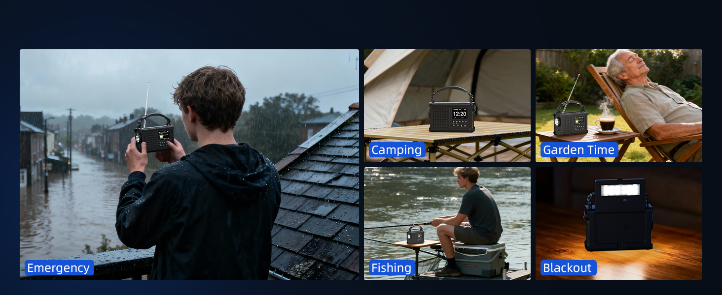 Радіо Kurbelradio на сонячній енергії та з ручним приводом | DAB/DAB+/UKW, Bluetooth 5.0 | Радіо для надзвичайних ситуацій з сонячною панеллю 8500 мм² та ручним приводом 650 мА | Портативне динамо-радіо з сонячною батареєю | Ліхтар та зарядний пристрій | Для кемпінгу та надзвичайних ситуацій, чорне