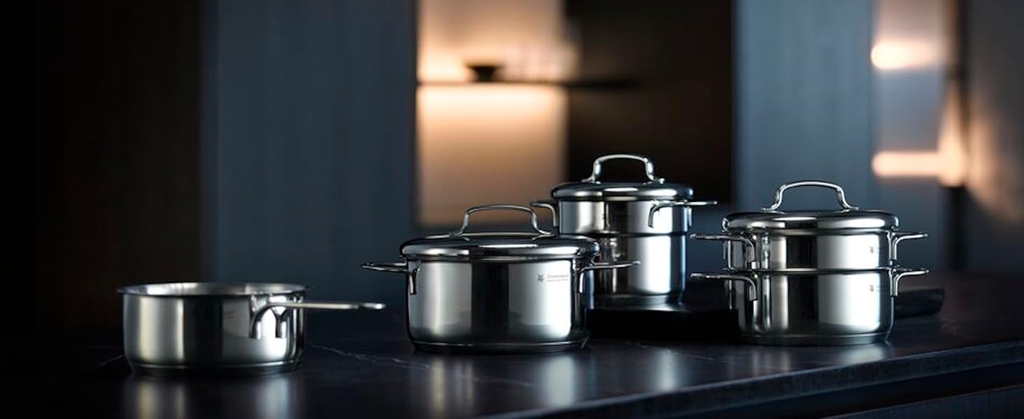 Каструля WMF Mini Kochtopf 16 см з кришкою з нержавіючої сталі Cromargan, 1,5 л, для невеликих порцій, індукційна