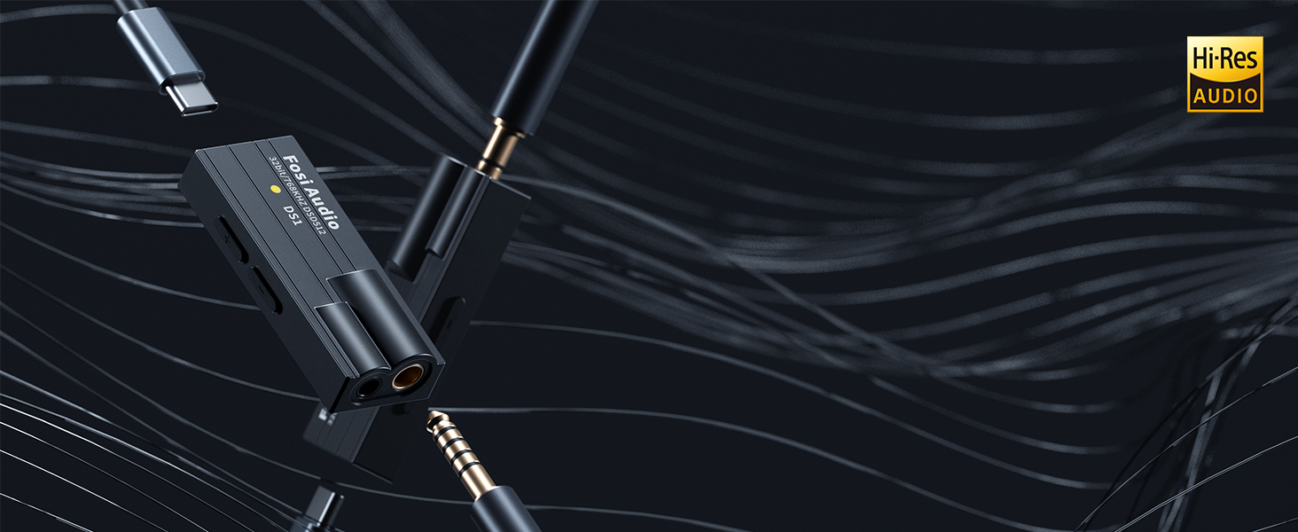 Портативний ЦАП/підсилювач навушників Fosi Audio DS1 з ES9038Q2M, підтримка PCM 32-bit/768kHz та DSD512, 3,5mm та 4,4mm виходи для Hi-Fi аудіо, USB ЦАП підсилювач для навушників