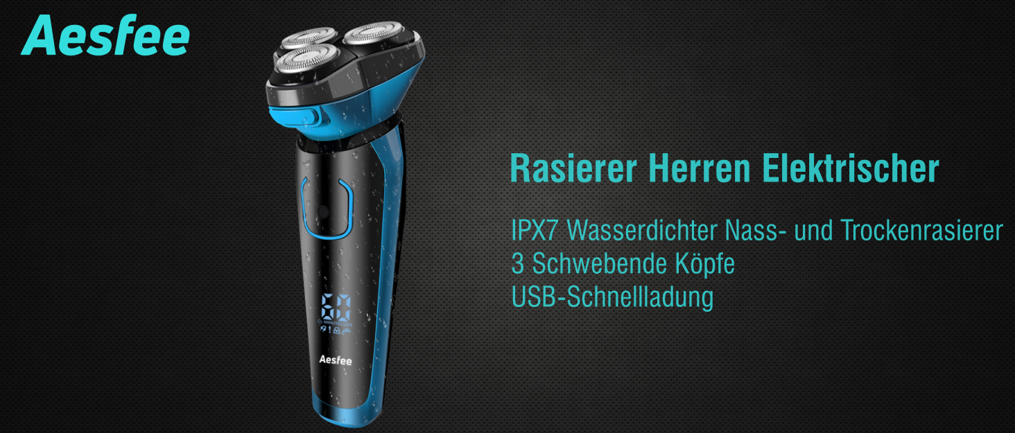 Електричний чоловічий бритва Rotations, вологостійкий IPX7, з прецизійним тримером та функцією блокування для подорожей