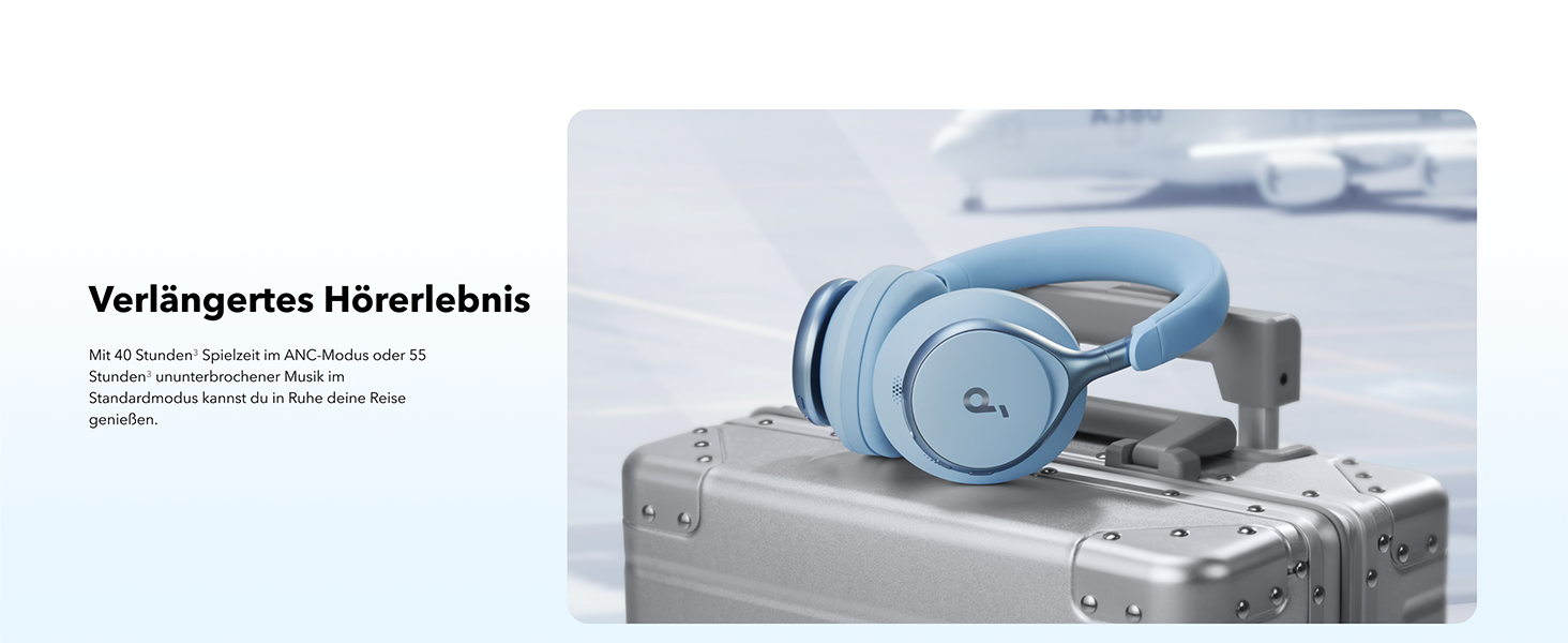 Soundcore Space One: Бездротові навушники Over-Ear Bluetooth з активним шумозаглушенням, 40 годин відтворення, Hi-Res Audio, Bluetooth 5.3 (Хimmelblau)