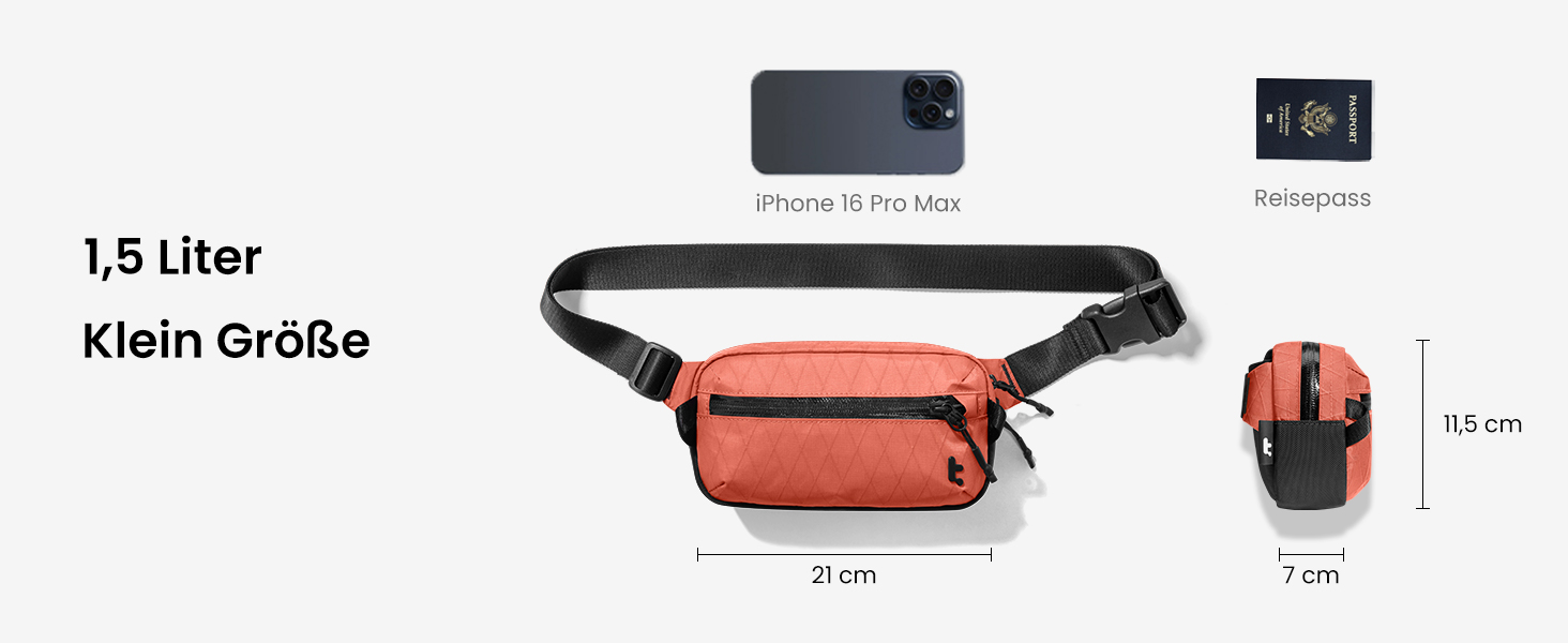 tomtoc Плечова сумка Sling Bag 3.5L з RFID-захистом – для Switch, iPad mini, EDC, подорожі | Водовідштовхувальна, X-pac Koralle
