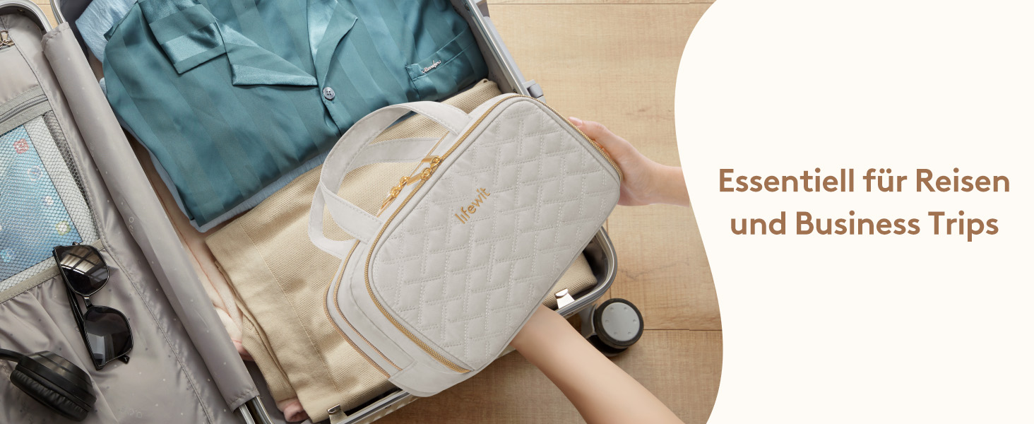 Валіза-органайзер для косметики Lifewit 5L, сірий, водовідштовхувальний, з відділенням для мокрого одягу