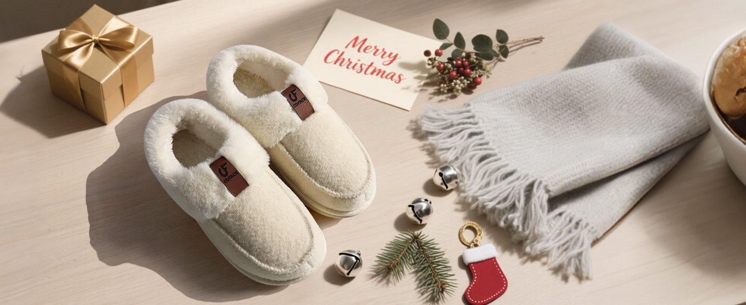 COFACE жіночі домашні тапочки з пом'якшувачем, закриті, зимові, теплі, пухнасті, з фетру, з підкладкою з хутра, нековзні, для дому, фетрові тапочки, розмір 39 EU, бежеві