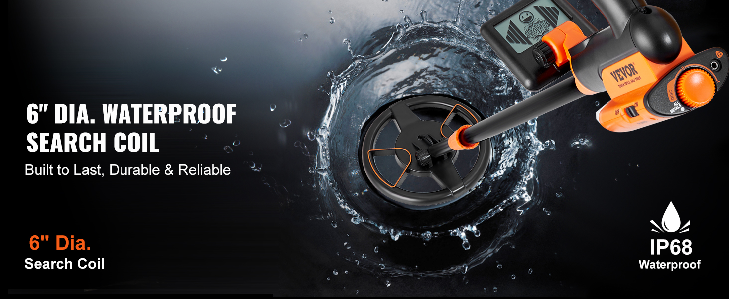 Металдетектор VEVOR Profi: професійний прилад для пошуку металу з котушкою 30 см, 7 режимів, водонепроникність IP68 (до 3 м), пошук золота, регульована ручка, Bluetooth-гарнітура, точне визначення місця розташування (15,2 см)