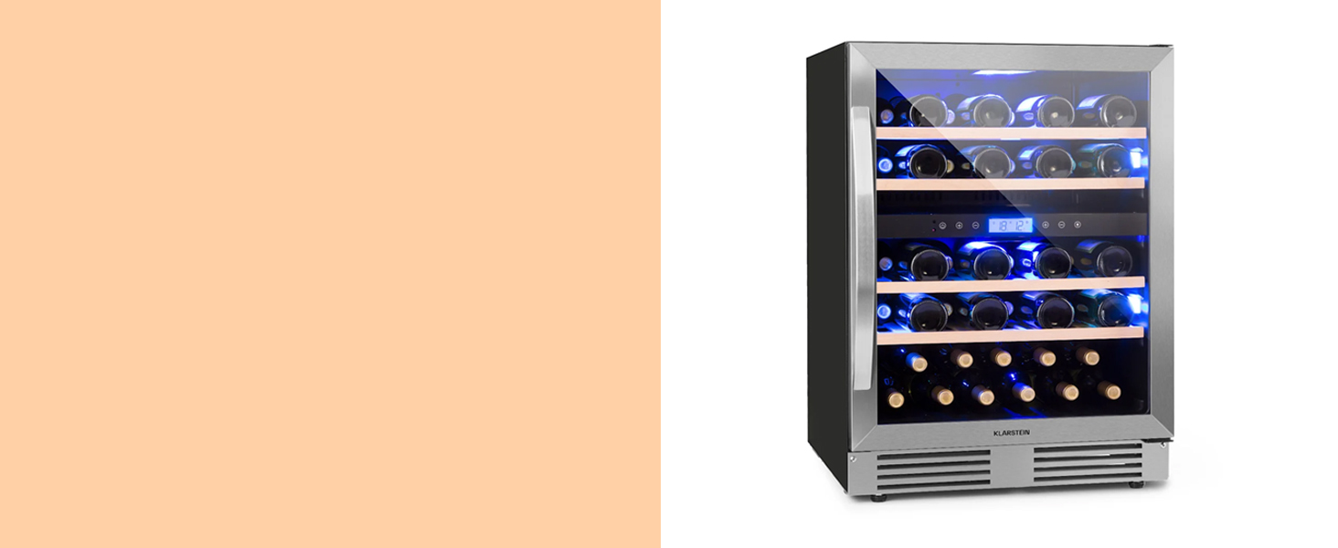 Klarstein Wine Cooler Fridge - 16 Bottle, 42L Compact Wine Refrigerator with Glass Door - Indoor/Outdoor Use - 5-18°C Temperature Range - Black