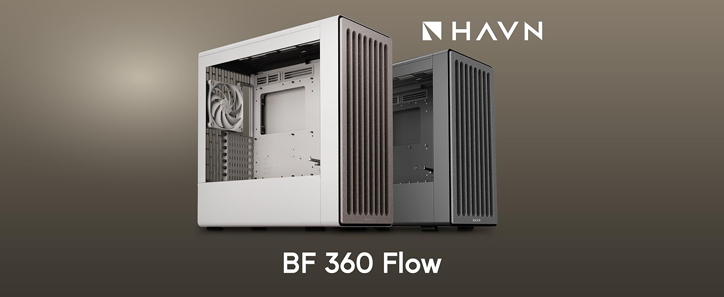 Корпус ПК HAVN BF 360 Flow: Midi-Tower з 3 вентиляторами, посилене охолодження, скло Tempered Glass, чорний