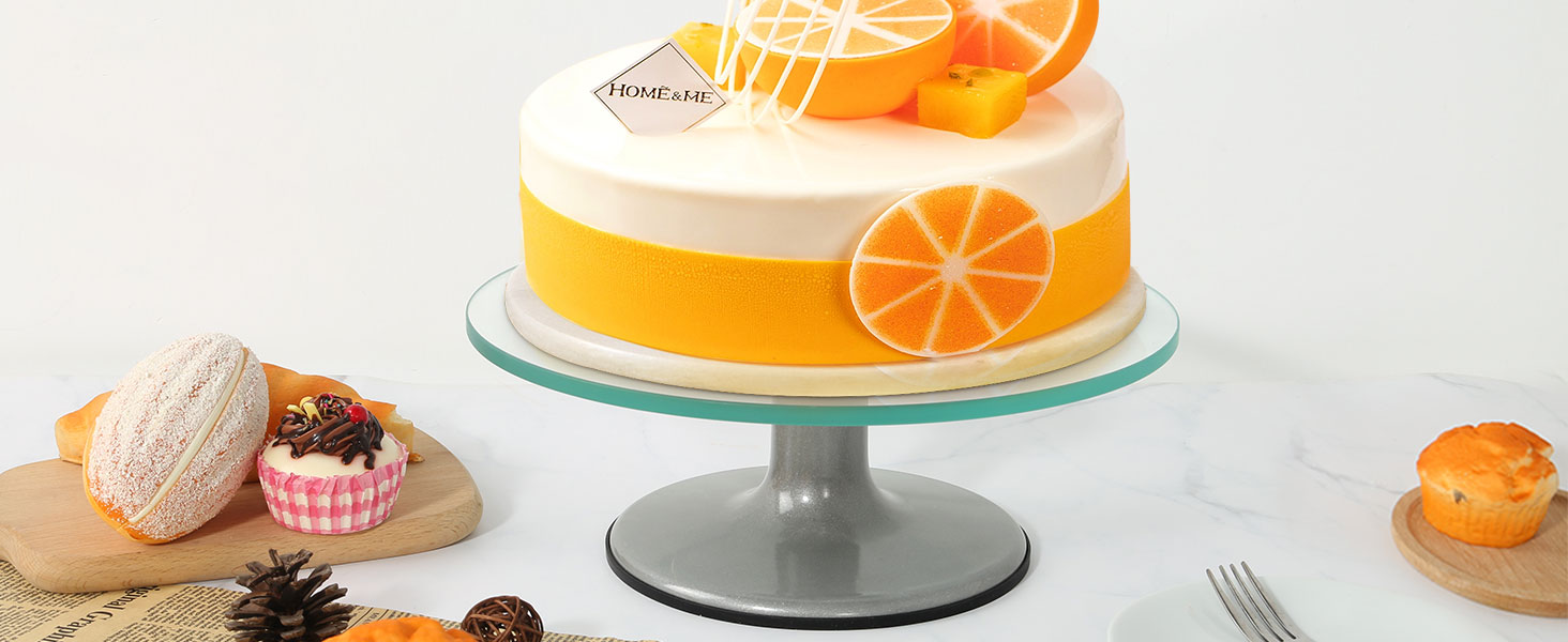 Обертова підставка для тортів Uten: поворотний стіл для випічки, декорування тортів, цукрової глазурі (гартоване скло)