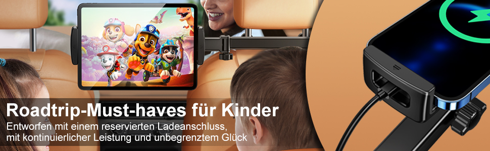 Тримач для планшета в авто: універсальний, висувний, для iPad, iPhone, Samsung, Switch, Kindle, 4-13 дюймів, з гачками, чорний