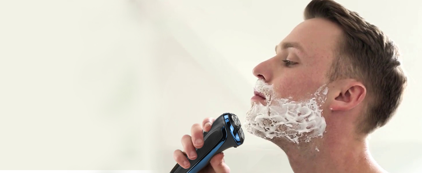 Електричний чоловічий голчастий бритва з 3 змінними насадками, для сухого та вологого гоління, з висувним тримером, LED дисплеєм, 99 хв роботи, у кейсі