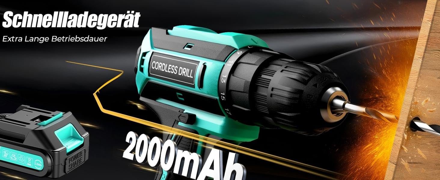 Акумуляторний шурупокрут-дрель 20V з 56 шт. насадок, 42Nm, LED-підсвічування, для дому та ремонту