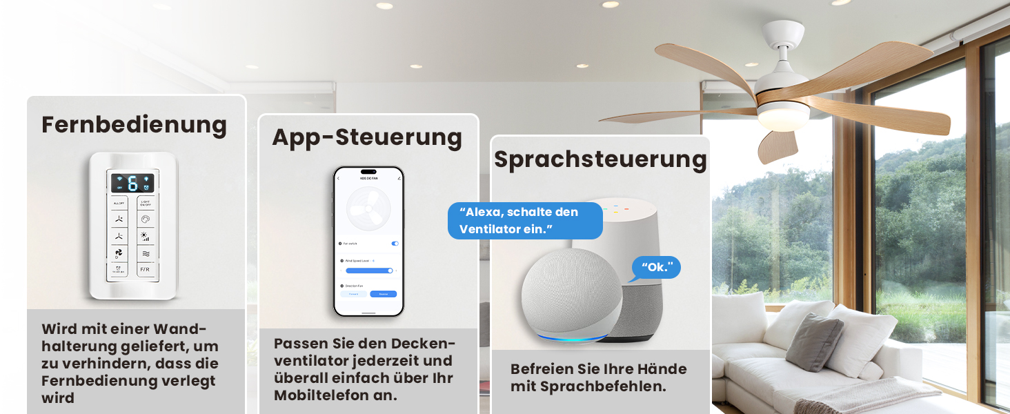 Стельовий вентилятор Sofucor Smart з підсвічуванням 132 см, управління Alexa/APP, пульт, 3 режими світла, таймер, 6 швидкостей, DC мотор, для вітальні