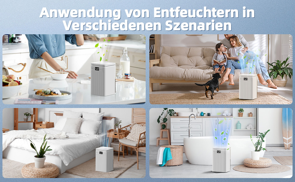 Електричний осушувач повітря 2.2L з LED дисплеєм, тихий, з таймером та підсвічуванням, авто-стоп та авто-розморожування, для спальні та ванної кімнати