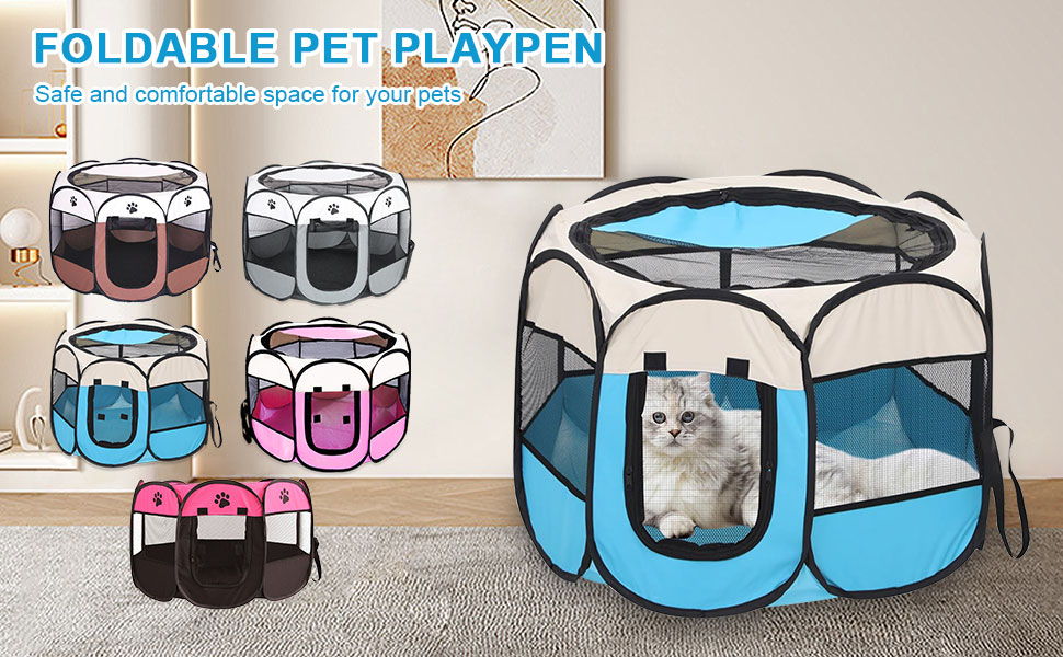 Складана переносна вольєр для цуценят та собак, 74x74x43 см, водовідштовхувальне полотно Oxford, для собак, котів, кроликів
