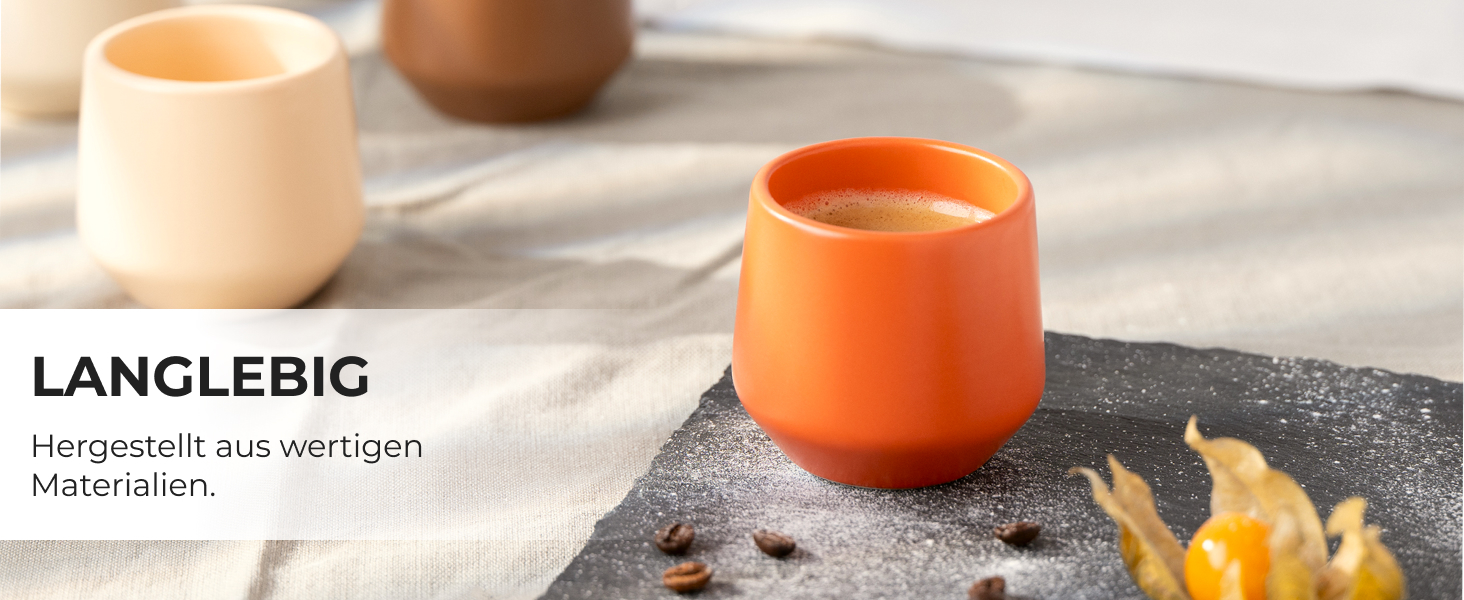 Набір чашок для еспресо Miamio, 4 шт (90 мл), кераміка без ручки, бежевий пастельний колір, Luxe Collection