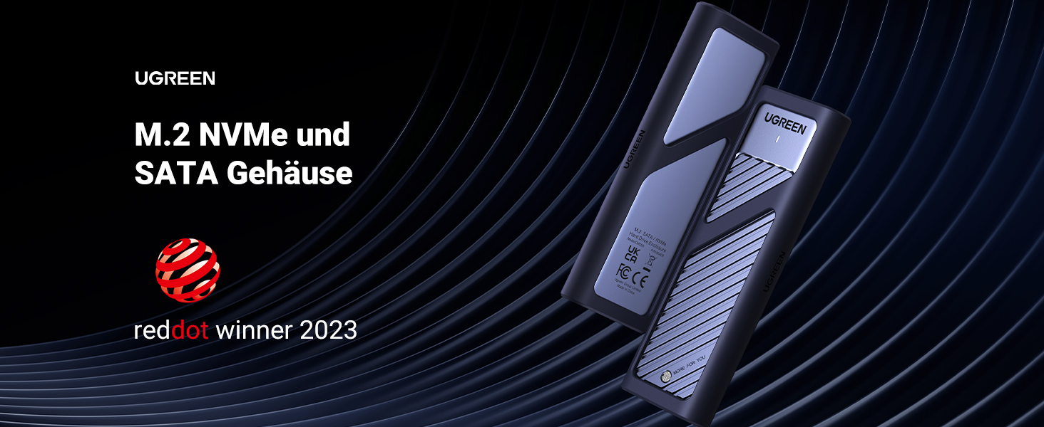 Зовнішній корпус для SSD UGREEN M.2 NVMe/SATA USB 3.2 Gen 2, швидкість 10 Гбіт/с