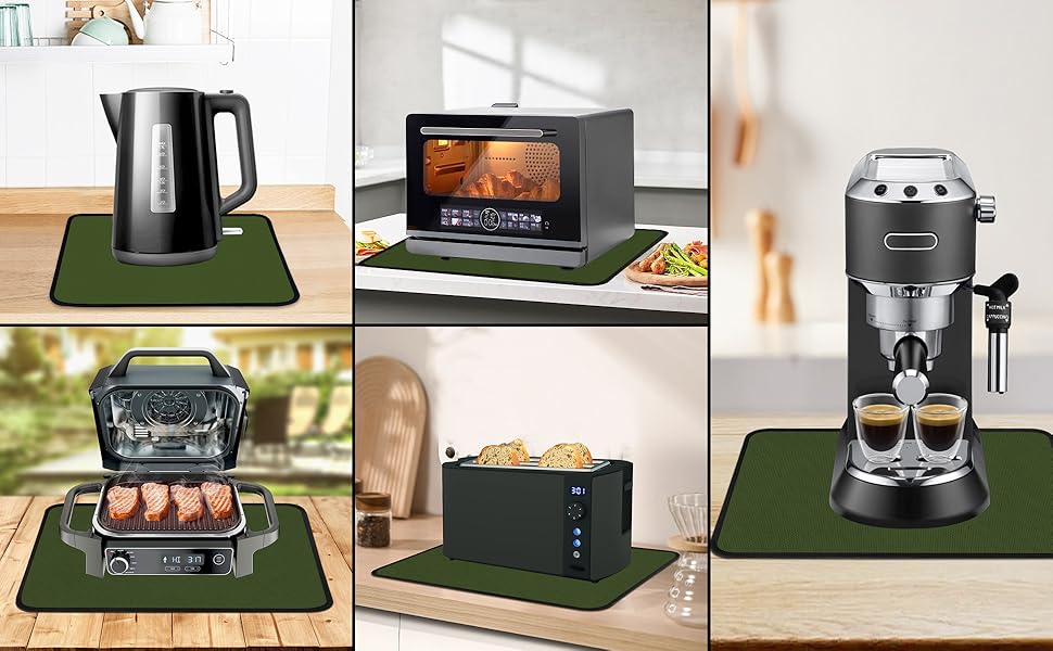 Термостійкий килимок 40 x 45 см, 1 мм - захист від нагріву для фритюрниці, вогнестійкий килимок для кухонних стільниць, масло- та водовідштовхувальний, легко миється, 1 шт. (Зелений, 30x45x0.1 см)