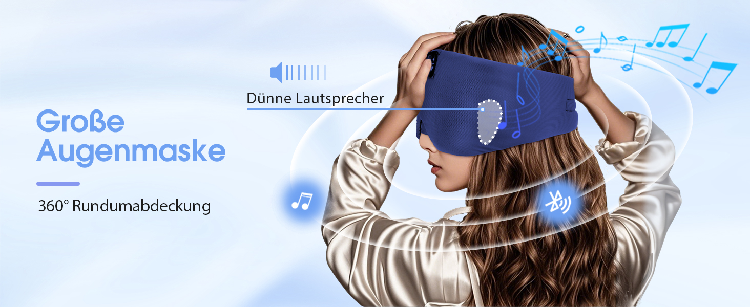 Маска для сну з Bluetooth навушниками, шовкова, 100% затемнення, для чоловіків та жінок, м'яка, для сну, подорожей, релаксації, блакитна