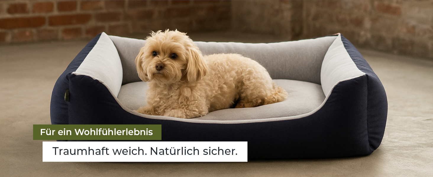 Ліжко для собак Doctor Bark Kleine Hunde - М'яке та зручне ліжечко для собак, миється, зносостійке, пухнасте - Зроблено в Німеччині, GreenLabel (S - 74x55 см, Сірий)