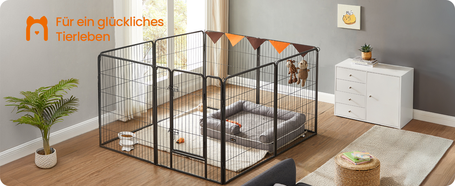 Вольєр для тварин Feandrea Freilaufgege, XXL (77 x 100 см), чорний, з 8 панелей, DIY, для дому та вулиці