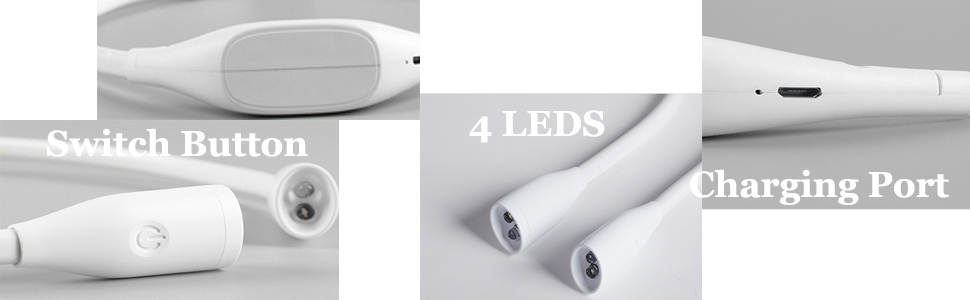 Ліхтарик для читання Schwarze Hals LED, USB акумулятор 1000mAh, 3 режими яскравості, для рукоділля, ремонту, шиття, майстерні, риболовлі, чорний