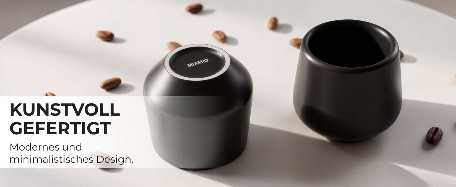 Набір чашок для еспресо Miamio 4 шт. (90 мл) з кераміки без ручки, чорний