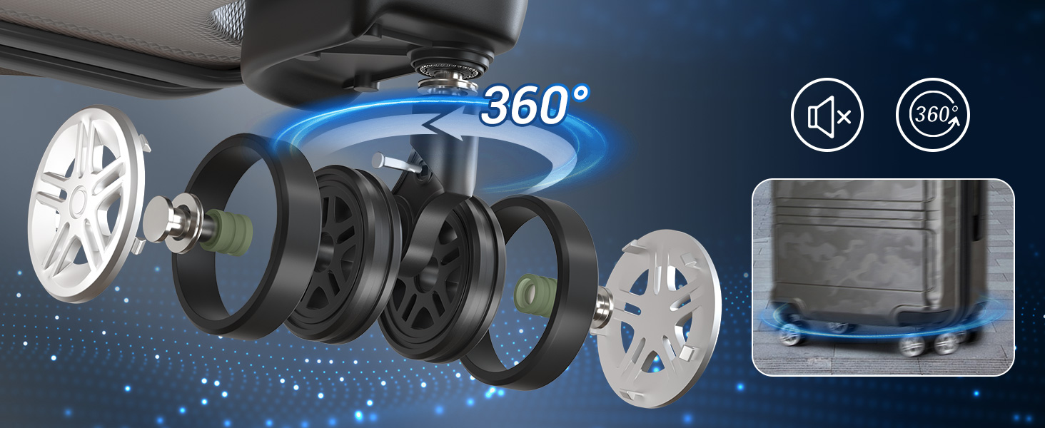 Чемодан-валіза KONO з ABS+PC: міцний, з TSA-замком та 4 колесами, 52 см, сірий/камуфляж