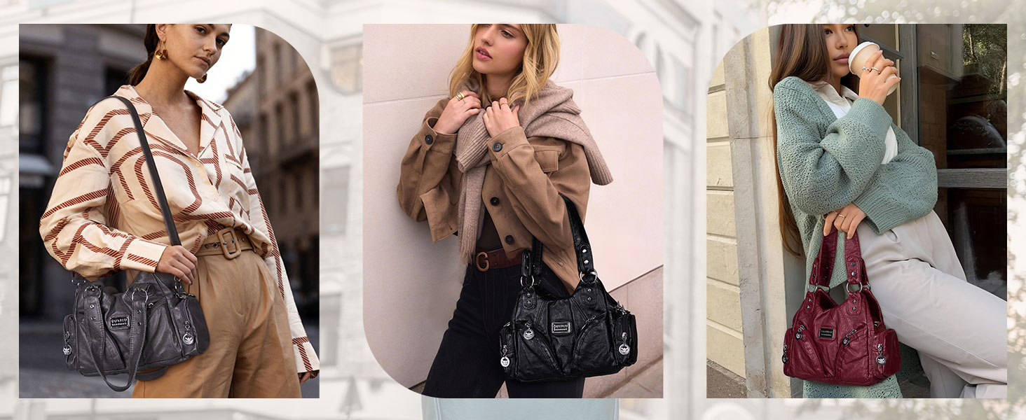 Сумка жіноча TIAASTAP Klein City Bag вінтаж чорна шкіряна через плече Hobo Bag з багатьма відділеннями