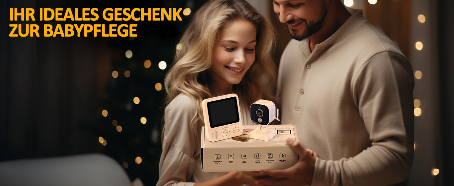 Дитячий відеоняня OBVHNUA з камерою 720p IPS, 2.8' екраном, акумулятором 2000mAh, цифровим зумом, функцією VOX, двостороннім аудіо, нічним баченням, контролем температури та колисковою