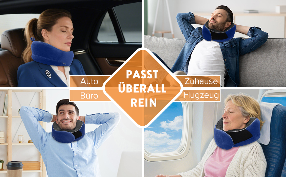 Подушка для шиї у літак, подушка для подорожей Memory Foam, подушка-вовчок для дорослих, ергономічна підтримка шиї з 3D-маскою для сну, навушниками, сумкою - ідеально для літака, авто, дому, офісу, блакитна подушка для сну