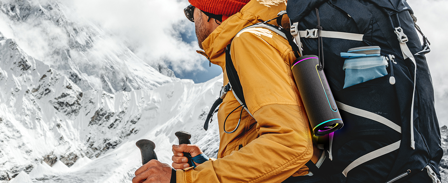 Портативна Bluetooth колонка MLOVE E80 30W, IPX7, з підсвіткою, мікрофоном, MicroSD, TWS