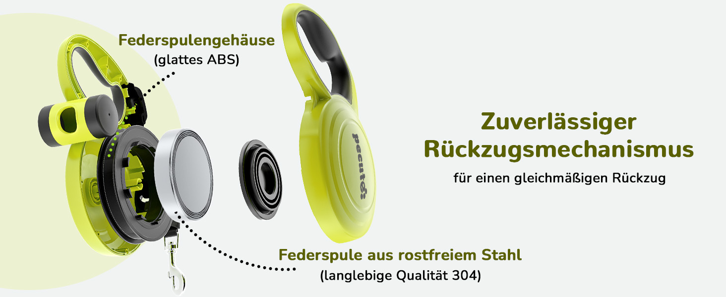 Рулетка для собак Pecute 10м, до 50 кг, зелена, антизаплутування, швидке гальмування