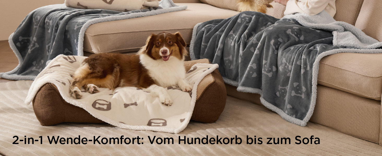 Водонепроникний коврик для собак BEDSURE великих порід - 127x102 см, миючий, з Sherpa Fleece, для захисту дивану, коврик для котів, сірий