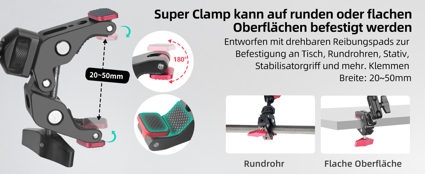 Гнучкий кріплення для камери з супер-зажимом Magic Arm, 56 см, 360° - чорно-червоний