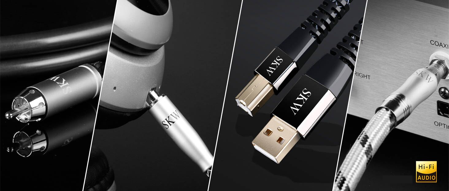 Комплект акустичних кабелів SKW 2м (пара), 14 AWG OFC мідь, екрановані, з позолоченими банановими та гвинтковими роз'ємами, у бавовняному обплетенні, червоні