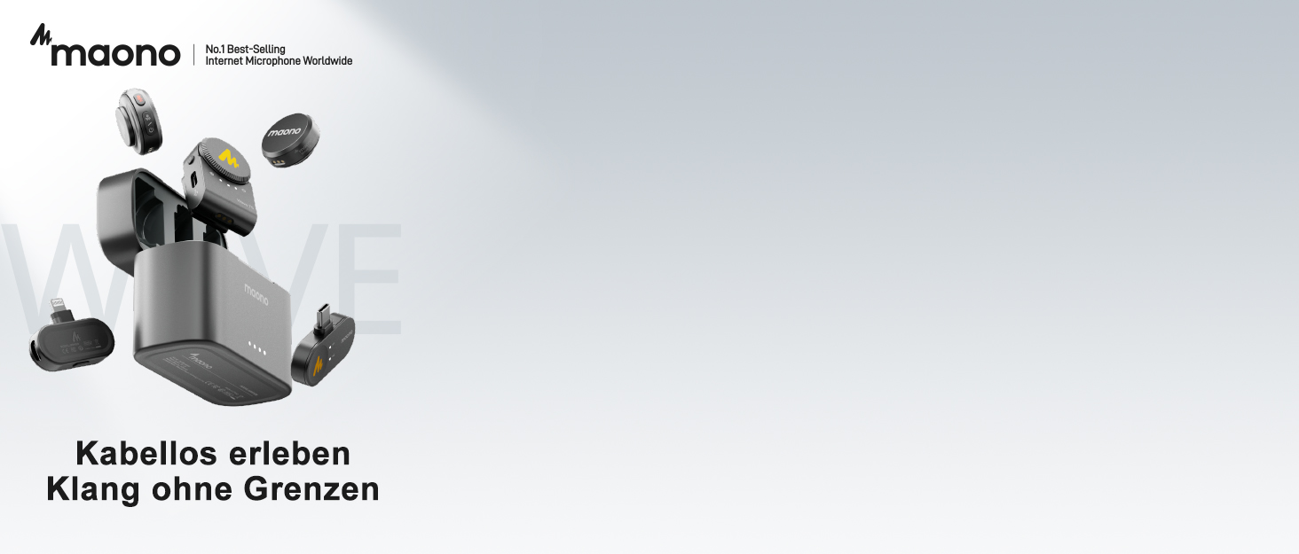 MAONO Бездротовий петличний мікрофон Wave T5 USB-C для iPhone 15/16, Android: 48kHz/24Bit, 30 годин роботи, шумозаглушення, 300м радіус дії