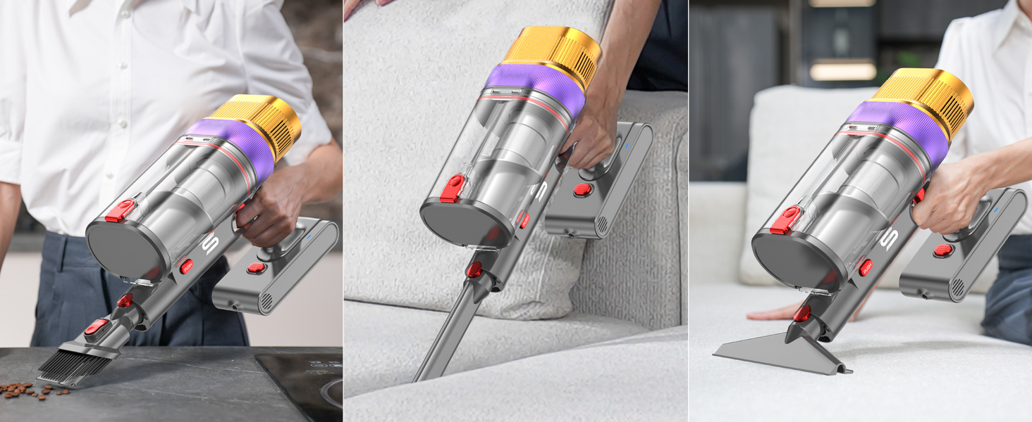 Бездротовий пилосос Vistefly V15 Ultra з акумулятором, 58000Pa, 600W, 70 хвилин роботи, подвійний дисплей, контейнер для пилу, дизайн, для твердих поверхонь, килимів, шерсті тварин