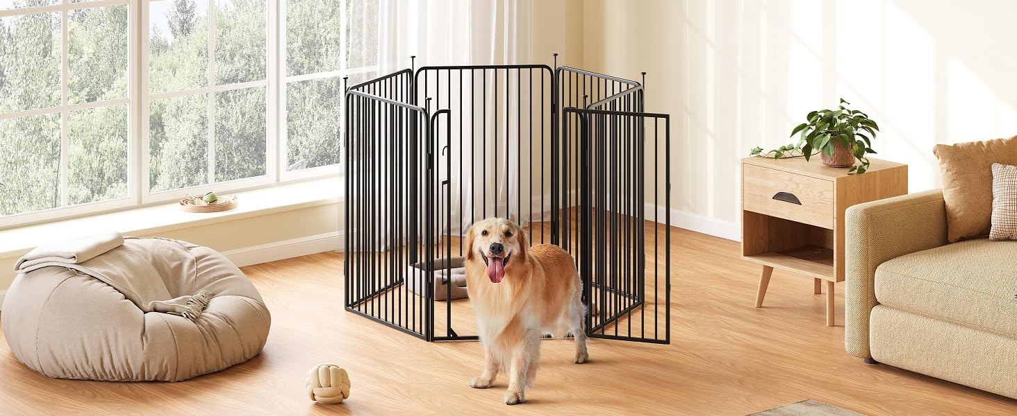 Забіг для цуценят Yaheetech 6-секційний, 100 см, з замком, захист від подряпин, міцні металеві дроти, для дому та саду