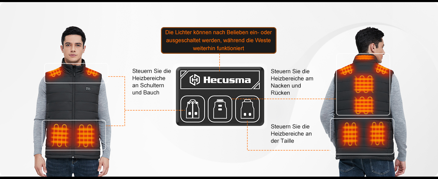 Електрична грійна жилетка для чоловіків з Powerbank 16000mAh 7.4V, 9 зон нагріву, для катання на лижах, активного відпочинку, велосипедної їзди, XXL, чорний