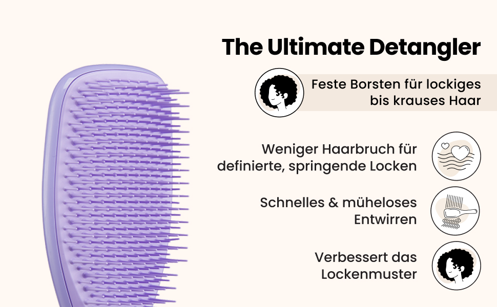 Тангл Тізер Ultimate Detangler - щітка для кучерявого волосся, 3C-4C, для визначення локонів та зменшення пуху, манго-рожева
