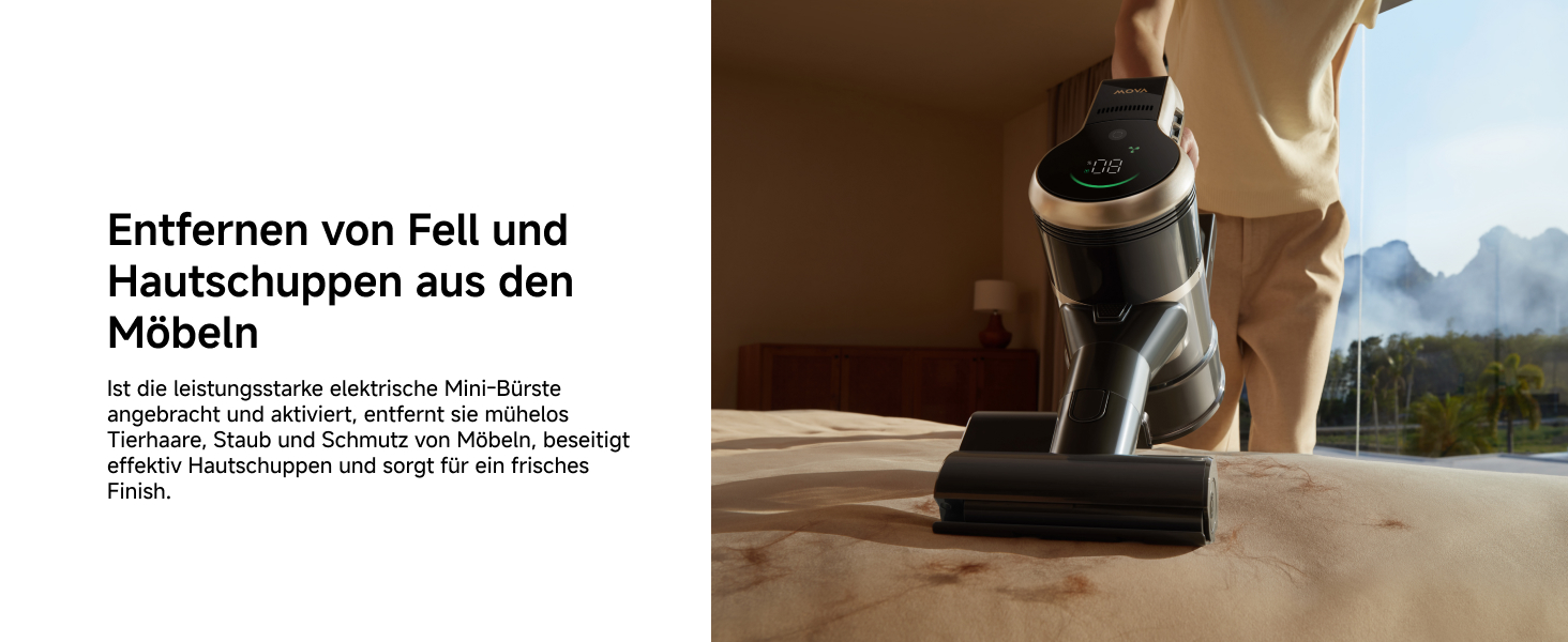 Mova Sense: Бездротовий акумуляторний пилосос з тривалою роботою (97 хв), для килимів, твердих поверхонь та шерсті тварин (S2)