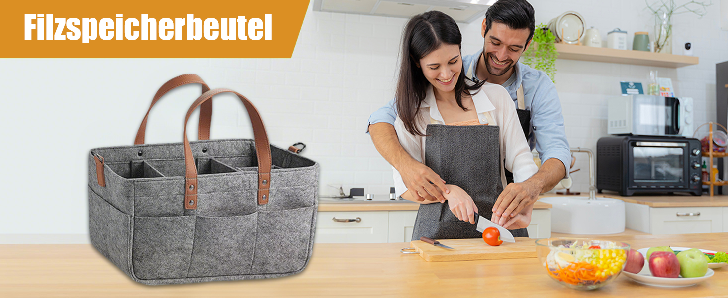 Фетрова сумка-кошик, 16л, з відділеннями, складана, міцна, сіра, 38x23x18 см. Ідеальна для пікніків, покупок та транспортування дров.