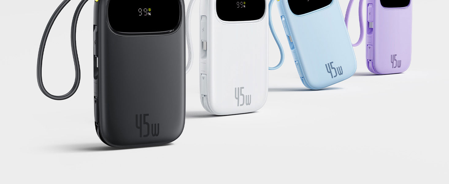 Power Bank Baseus QPow3 20000mAh 45W з 3 USB-C та 1 USB-A, LED дисплеєм, PD3.0/QC4.0, чорний