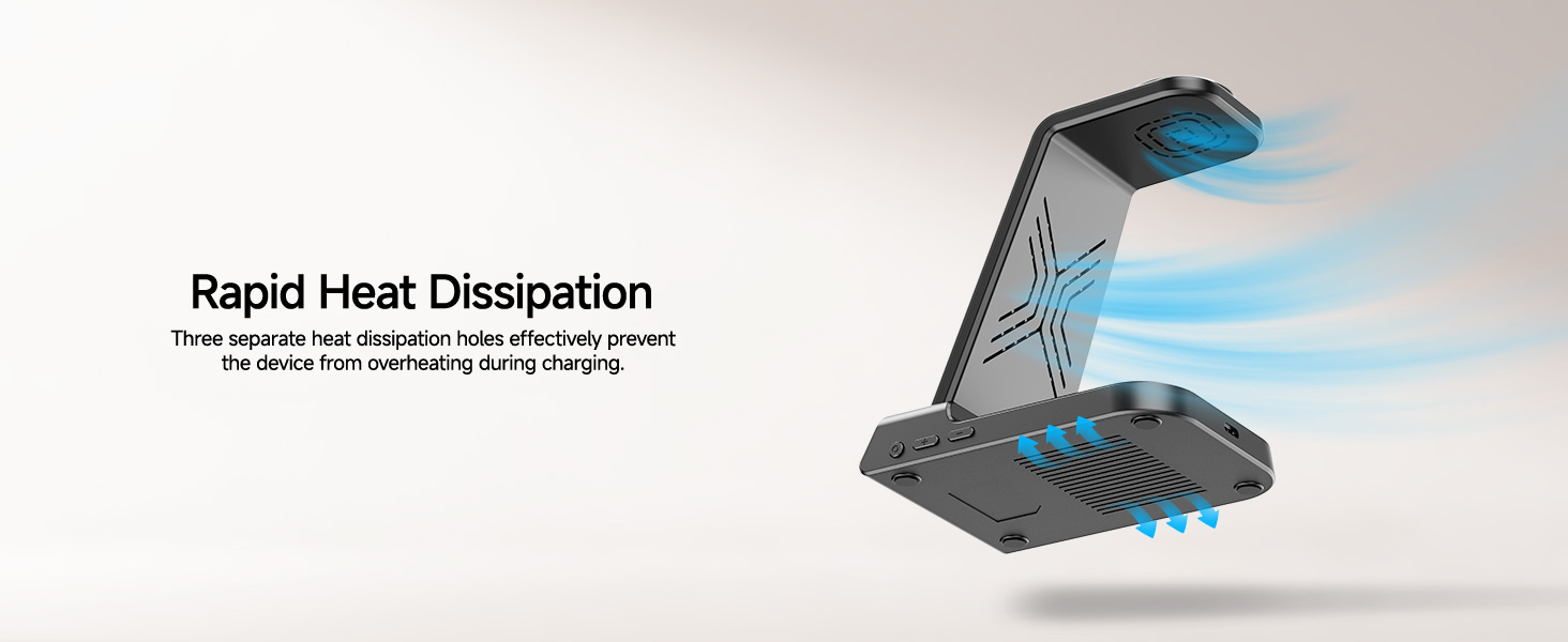 Бездротова зарядна станція 3-в-1 для Garmin Vivoactive/Venu/Forerunner/Instinct/Fenix/Epix 2, Samsung S25/S24, iPhone, AirPods, Galaxy Buds3