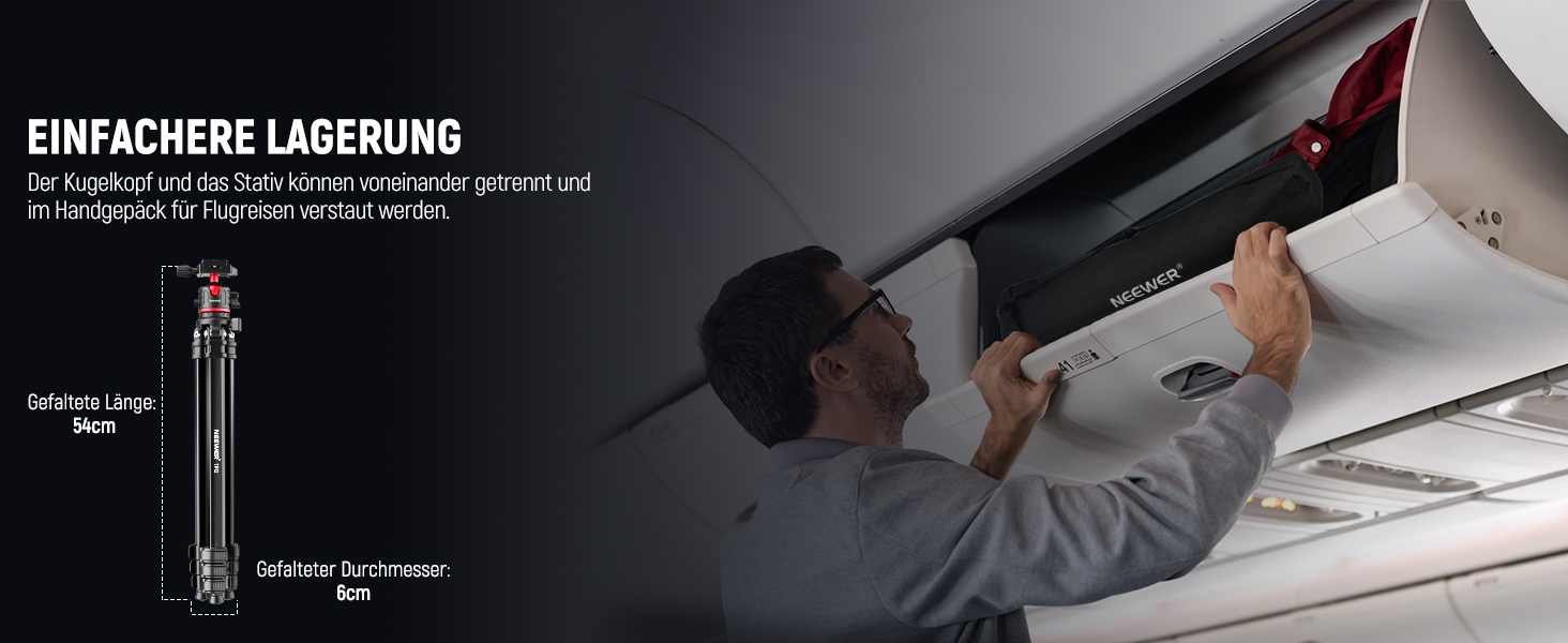 NEEWER Штатив для камери 169см, легкий, з кульковою головкою, Arca тип, тримач для телефону, максимальне навантаження 11lb, TP12