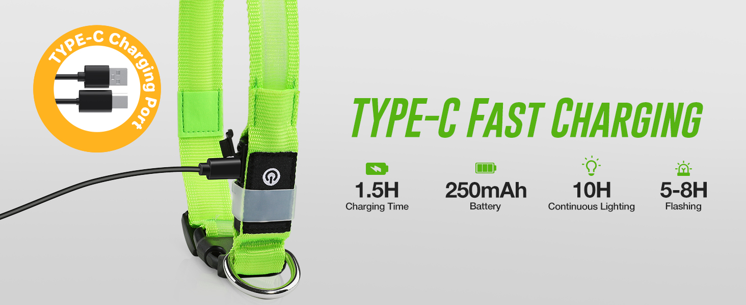 Світлодіодне нашийник для собак Jewyow 7-в-1, багатоквітний, USB-C, водонепроникний, для малих, середніх та великих собак - Синій, M