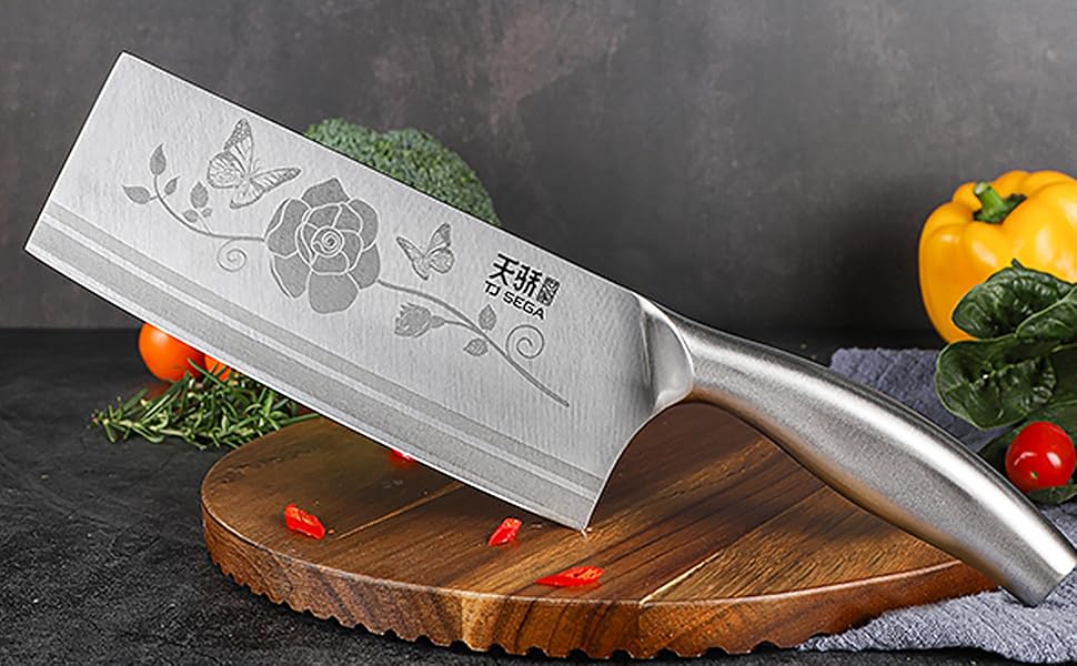 Кухонний ніж Hackmesser TJ POP для м'яса, професійний китайський кухонний ніж 18 см, гострий ніж для м'яса Full-Tang, сталь 30Cr13, товщина леза 2 мм, серія TJ SEGA для кухні та ресторану (Tc1506)