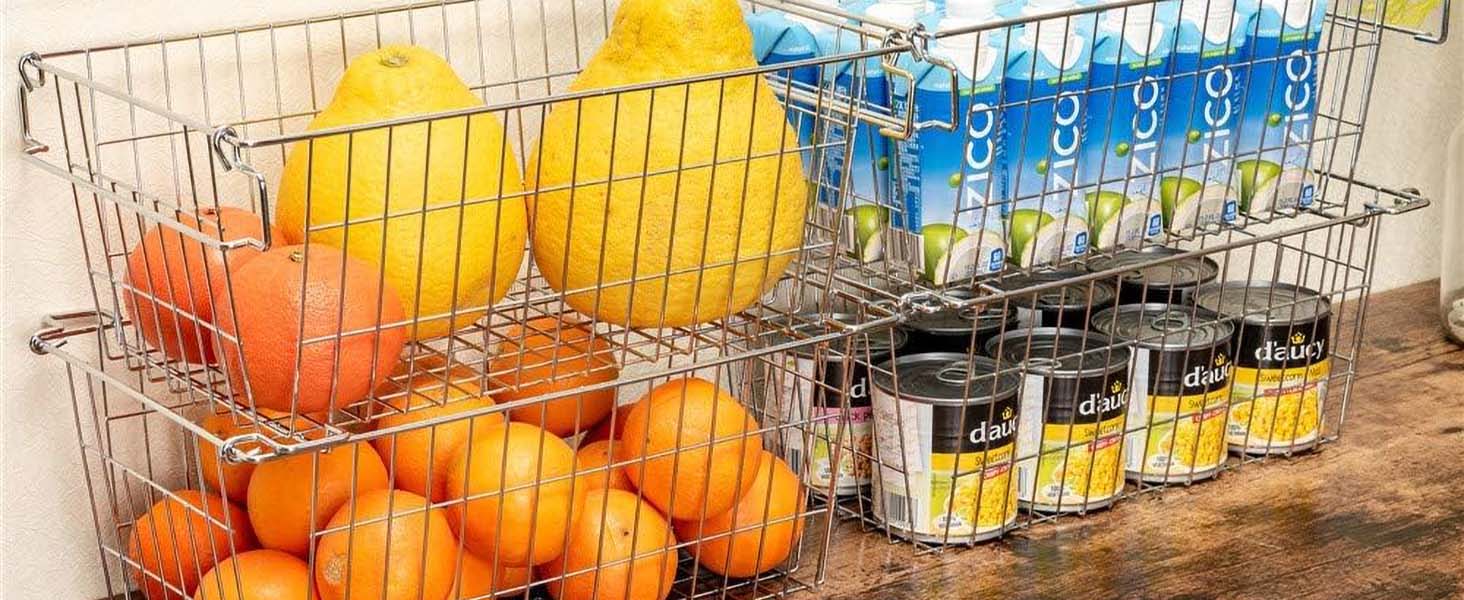 SANNO металеві кошики для зберігання, 4 шт — органайзери для морозильної камери, овочів, картоплі та цибулі, стелажні, штабельовані